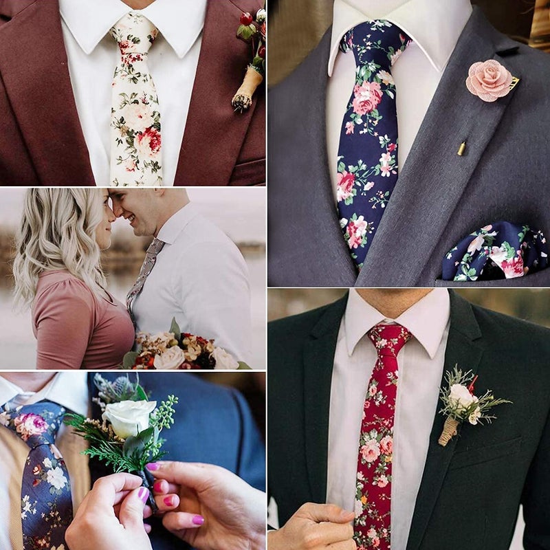Sunovelties Floral Ties, Cotton Flower Print Skinny Ties for Men Set (5 Pack) - Image 2